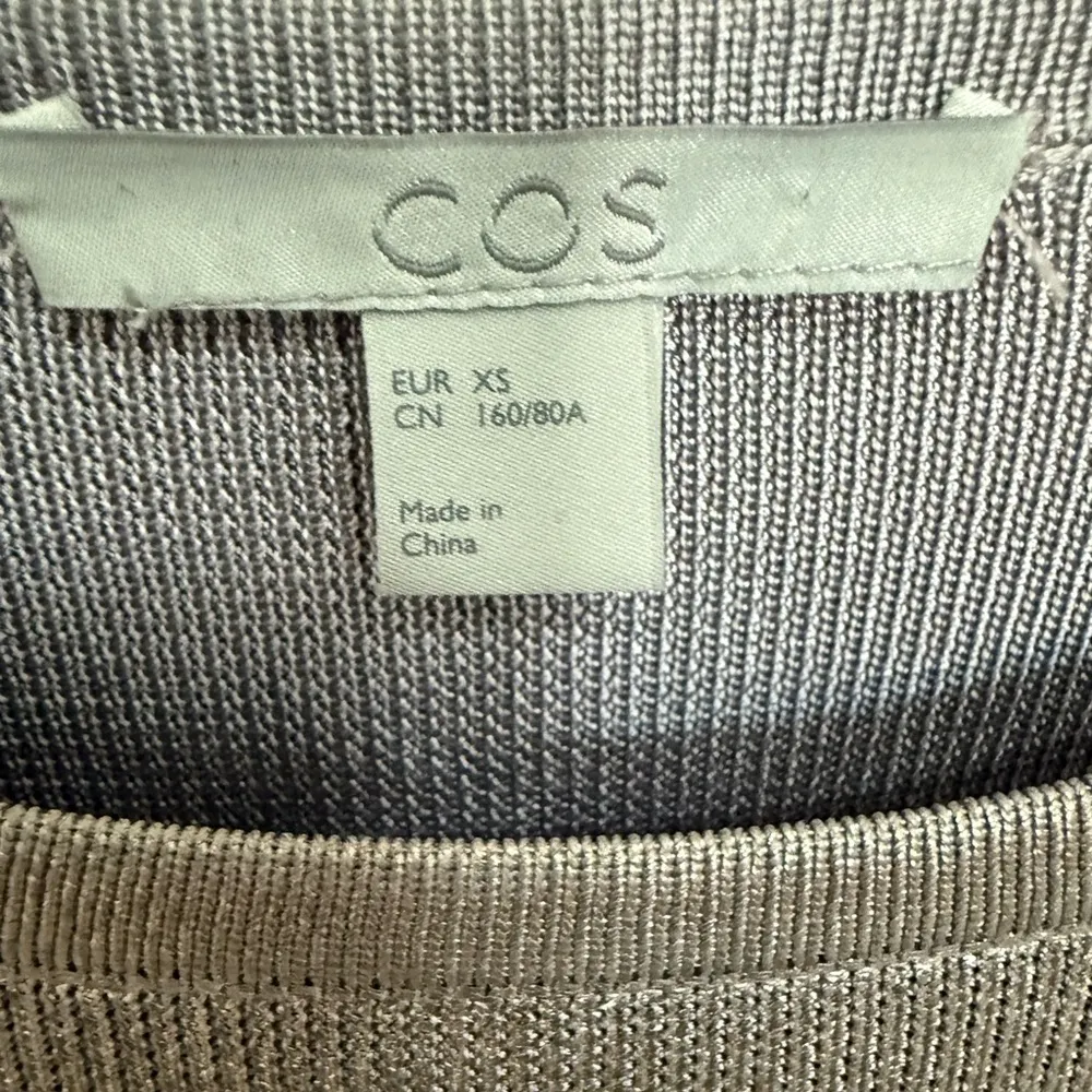 COS Metallic Pewter Silver Long Sleeve Knit Sweater Dress XS Extra Small - Image 7