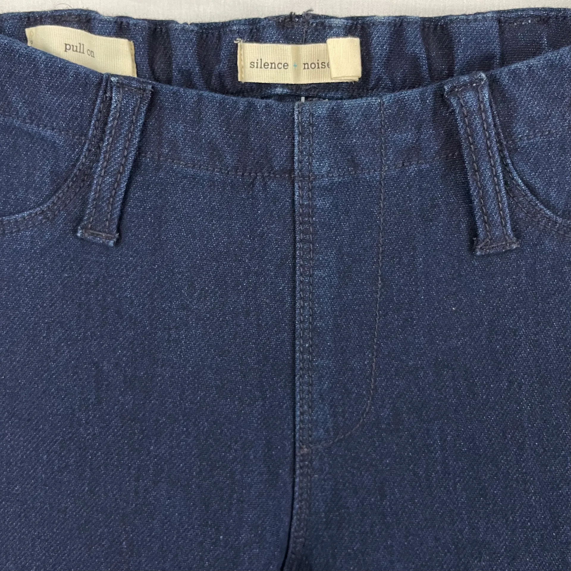 New Silence+Noise Dark Denim Jeggings Elastic Waist Pull On Skinny Jeans - Image 4