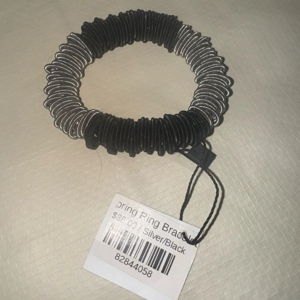 Silver and Black Ring Bracelet - Image 4