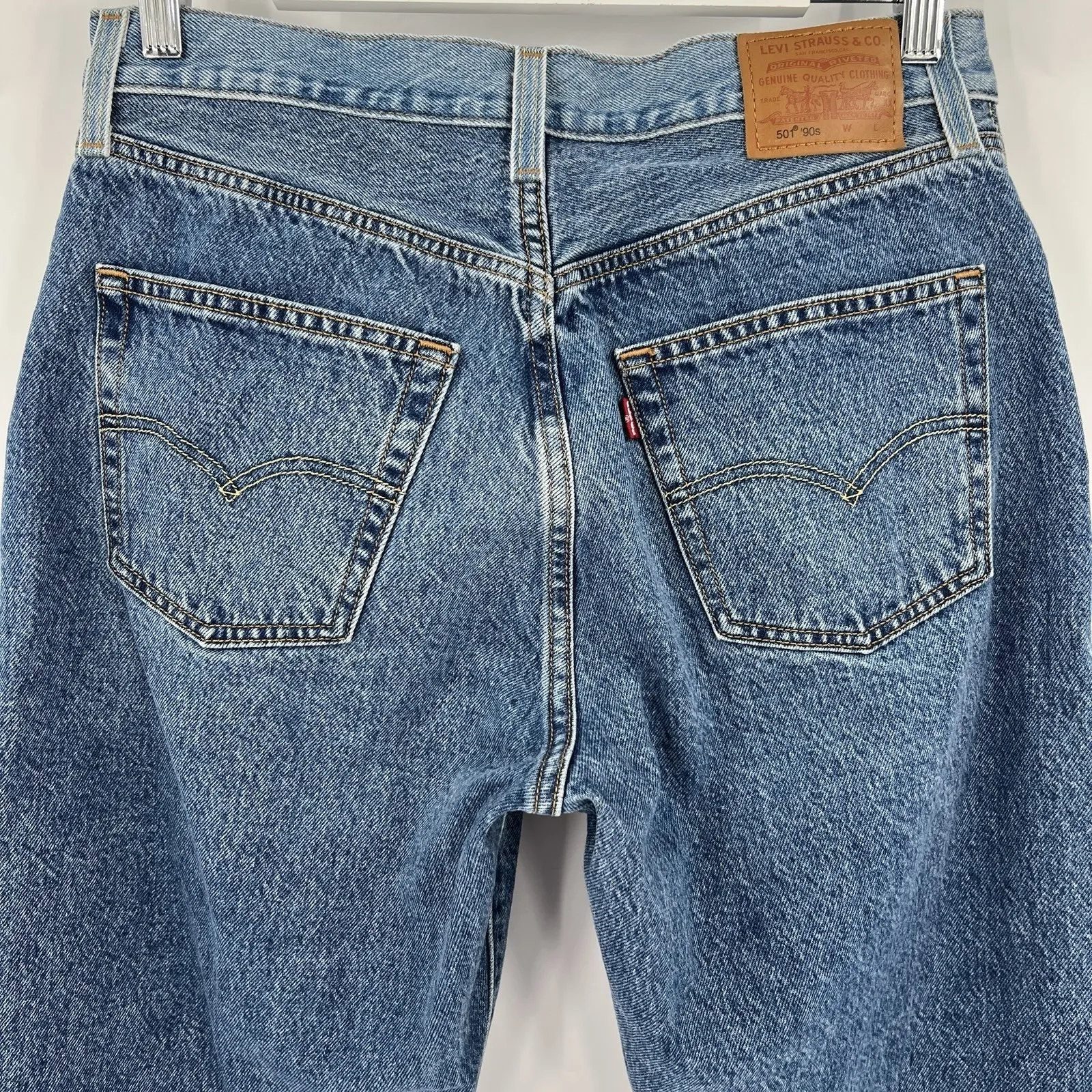 Levi's 501 '90s Western Jeans Two Tone High Rise Straight Leg‎ Women's Size 30 - Image 8