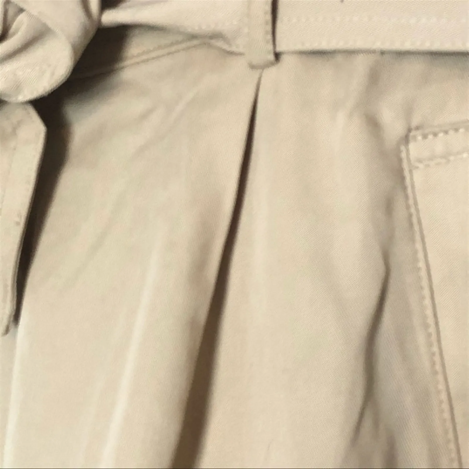 Maison Jules NWT Paper Bag Pleated Cropped Belted Pants Large Brooklyn Beige - Image 9