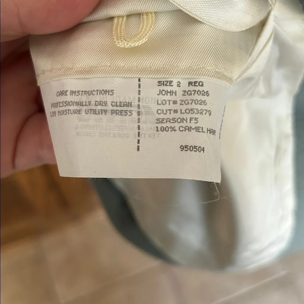 Vtg Pietrafesa Studio 121 100% Camel Hair Blazer Mint‎ Green oversized women’s 2 - Image 8