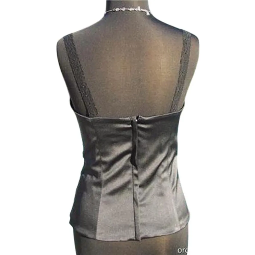 Cache Black Mesh Satin Bustier Top Rhinestone Kissed Lace Peek A Boo $128 NWT - Image 9