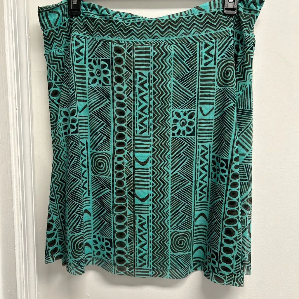 Profile By Gottex Turquoise and Black Geometric Swim Sarong Blue Size XL - Image 2