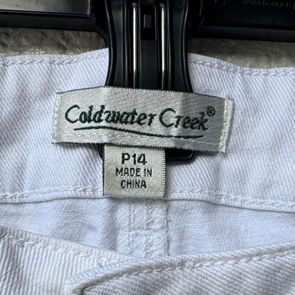 Coldwater Creek white cropped capri embroidered hem natural fit jeans - Image 2