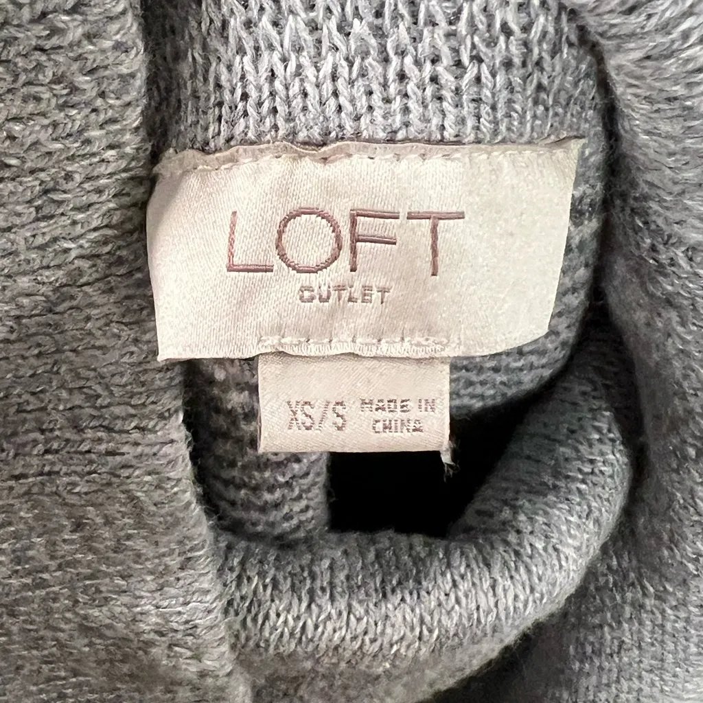 LOFT Womens Sweater Poncho Pullover Gray Plaid Cowl Neck Dolman Sleeve Size XS/S - Image 4