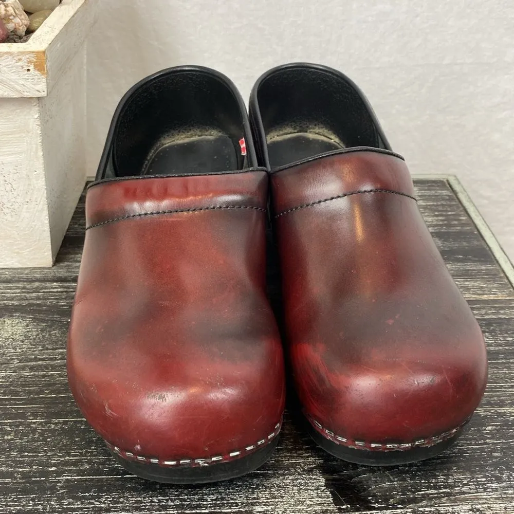 Sanita Brown Leather Slip On Comfort Clog Shoes 40 9.5 - Image 4