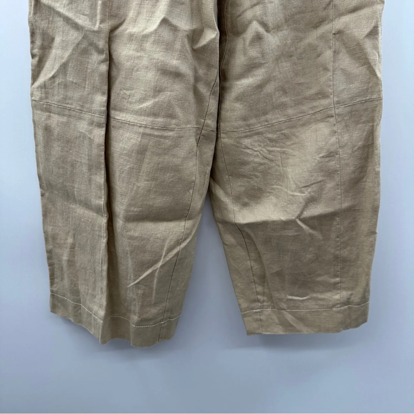 ATM Anthony‎ Thomas Melillo Cropped Linen Wide Leg Pants in Beige Sz 2 NEW - Image 5