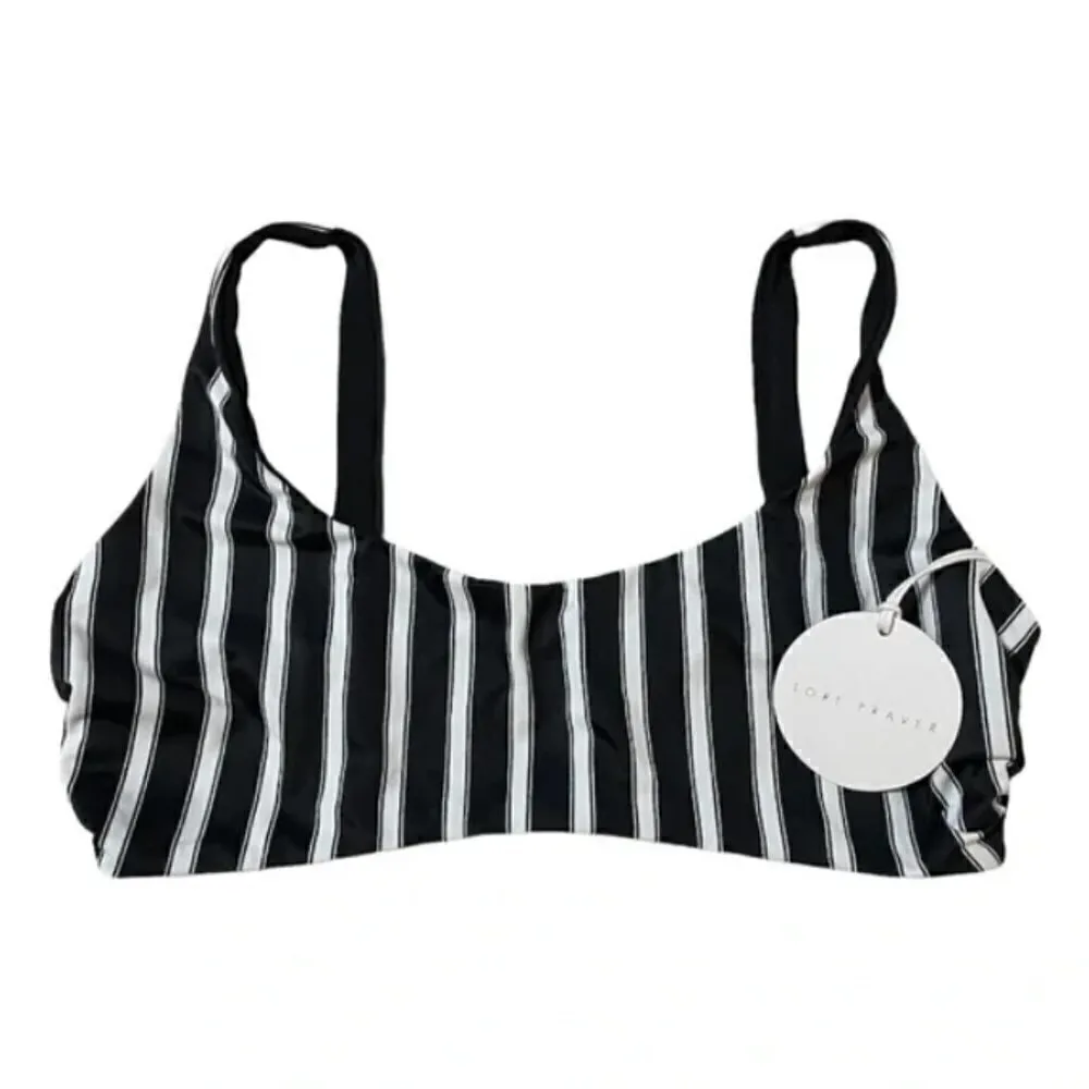 Tori Praver‎ Deja Striped Bikini Top Medium Black White - Image 5