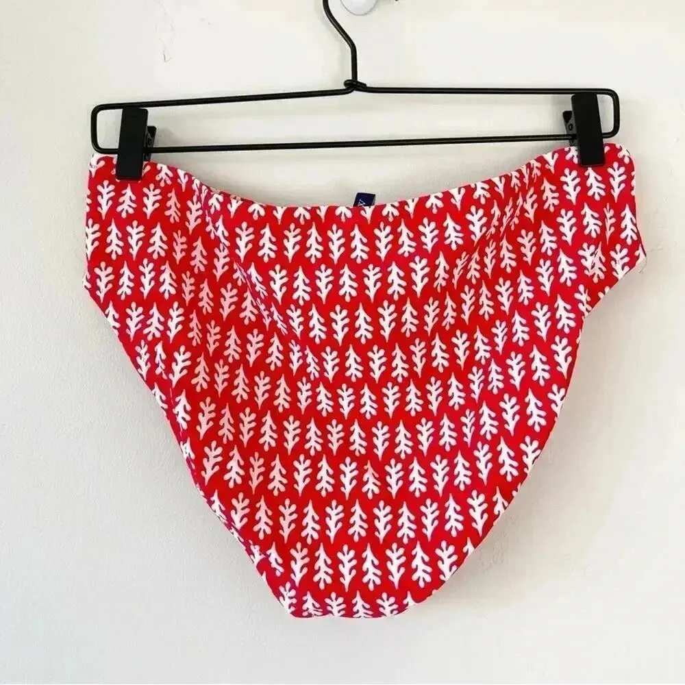 J Crew Factory Printed mid rise bikini bottom in Bohemian Red White Medium NWT - Image 6
