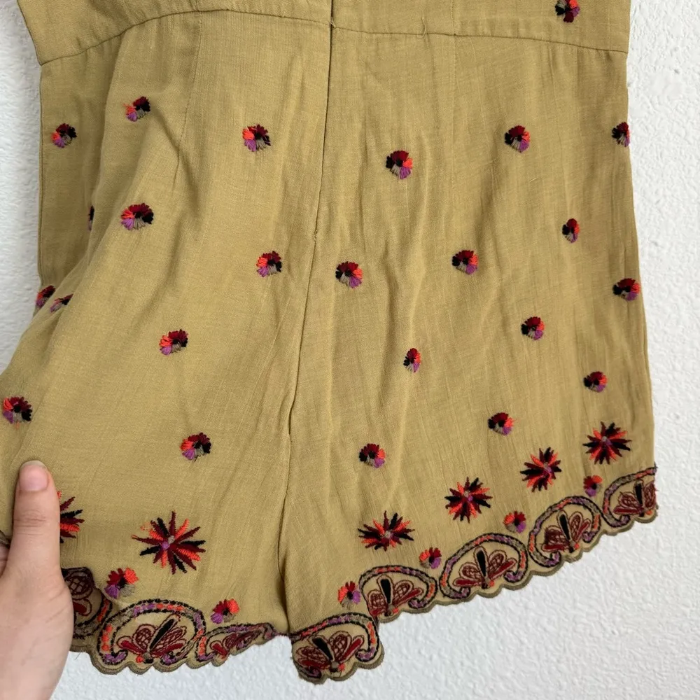 NWT Free People Womens Moss Green Margarita Embroidered Sleeveless Romper Sz 4 - Image 7