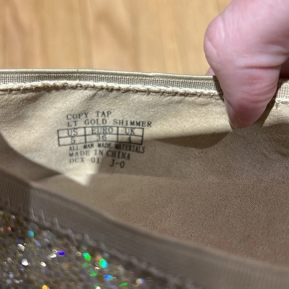 Kenneth Cole Reaction Women’s Gold Shimmer Glittery Ballet Flats Size 5 Shoes - Image 4