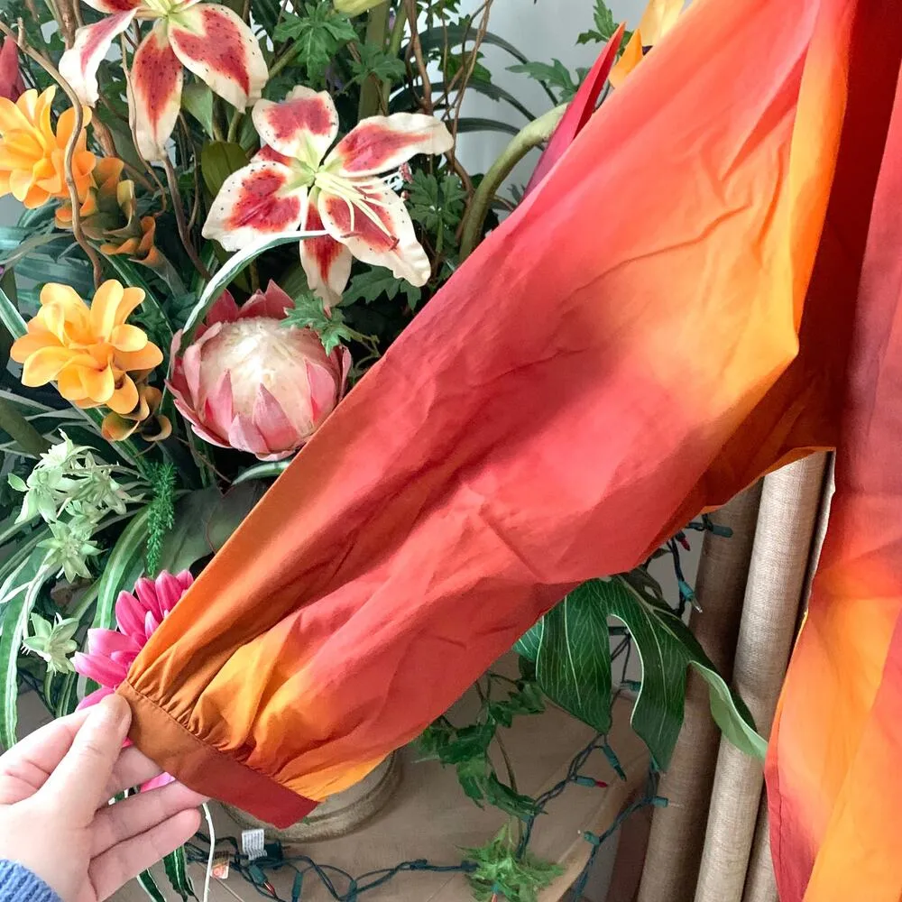 Zara Tie Dye Print Oversized Blouse with Tie in Orange - Image 6