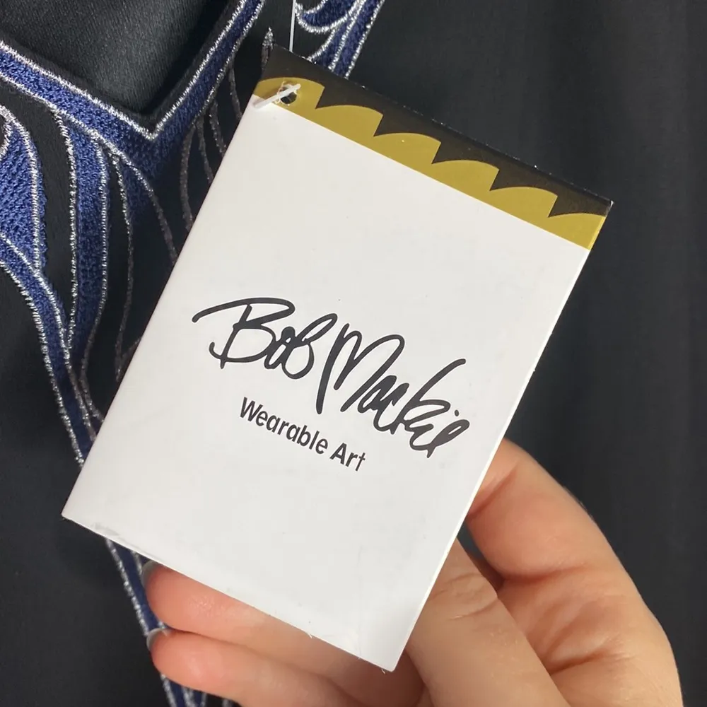 Bob Mackie wearable art scroll embroidered boho tunic size M - Image 13