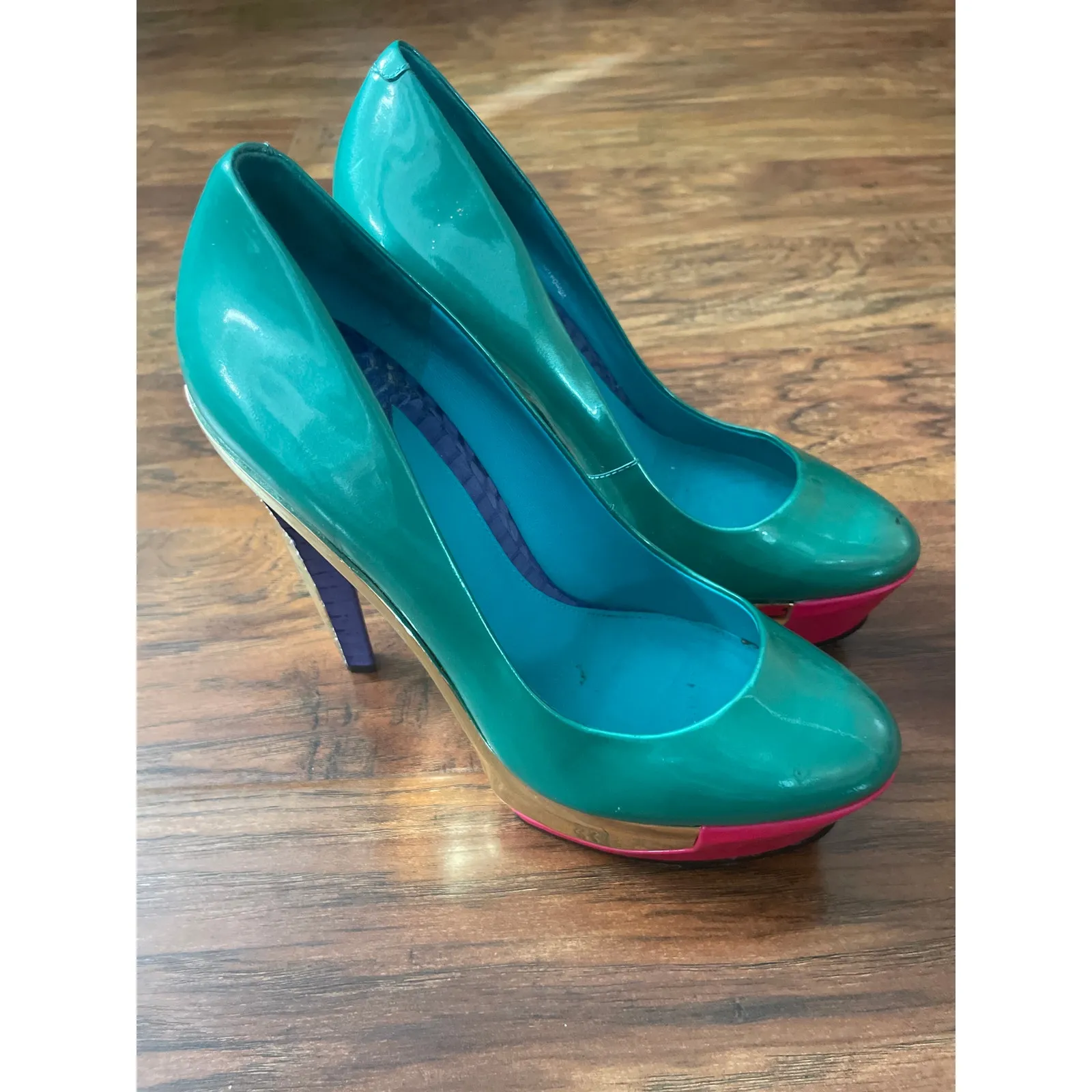 BRIAN ATWOOD Leonida Mix Media Platform Heel Pumps Shoes UNIQUE FUNKY 80s SIze 6 - Image 2