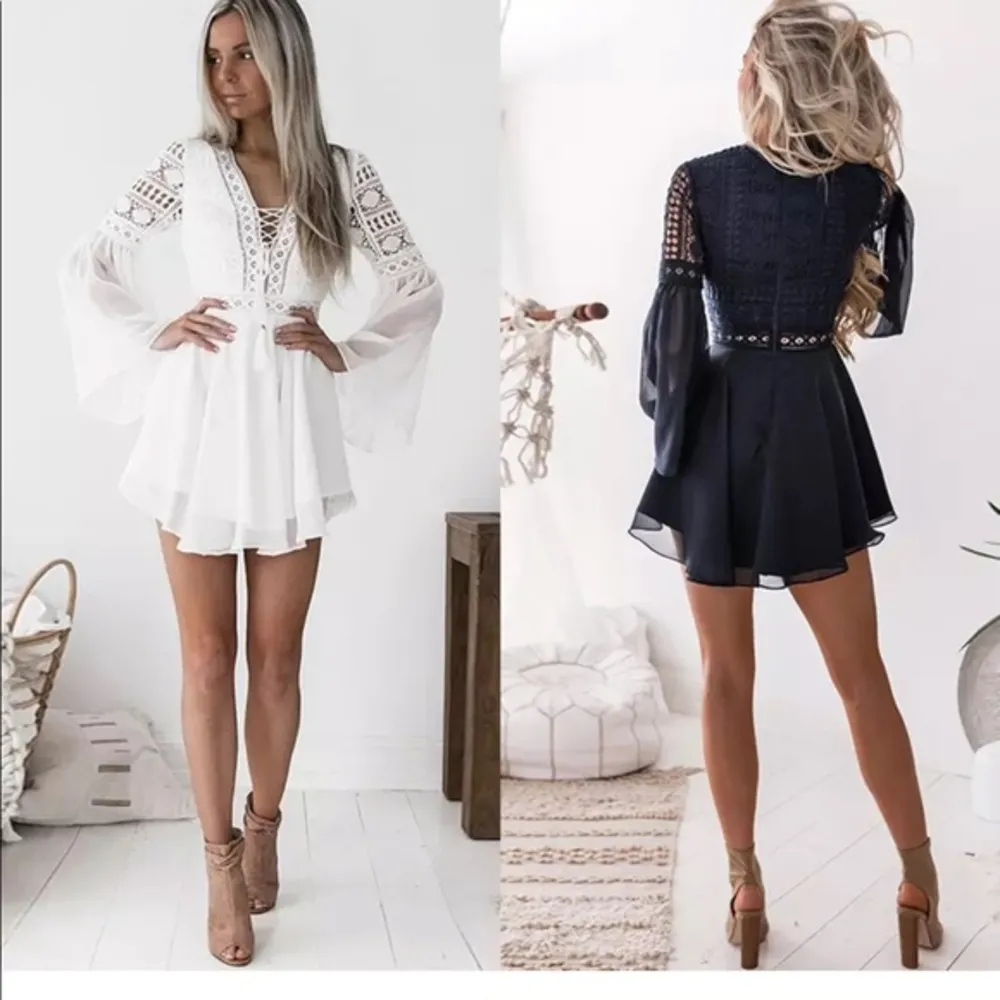 Cottagecore Eyelet Flowy Handmade Dress Flare sleeve and bottom hem HOT Small Black - Image 5