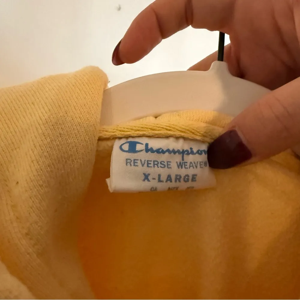 Champion X UO Urban Outfitters Reverse Weave Arm Logo Yellow Hoodie - Image 6