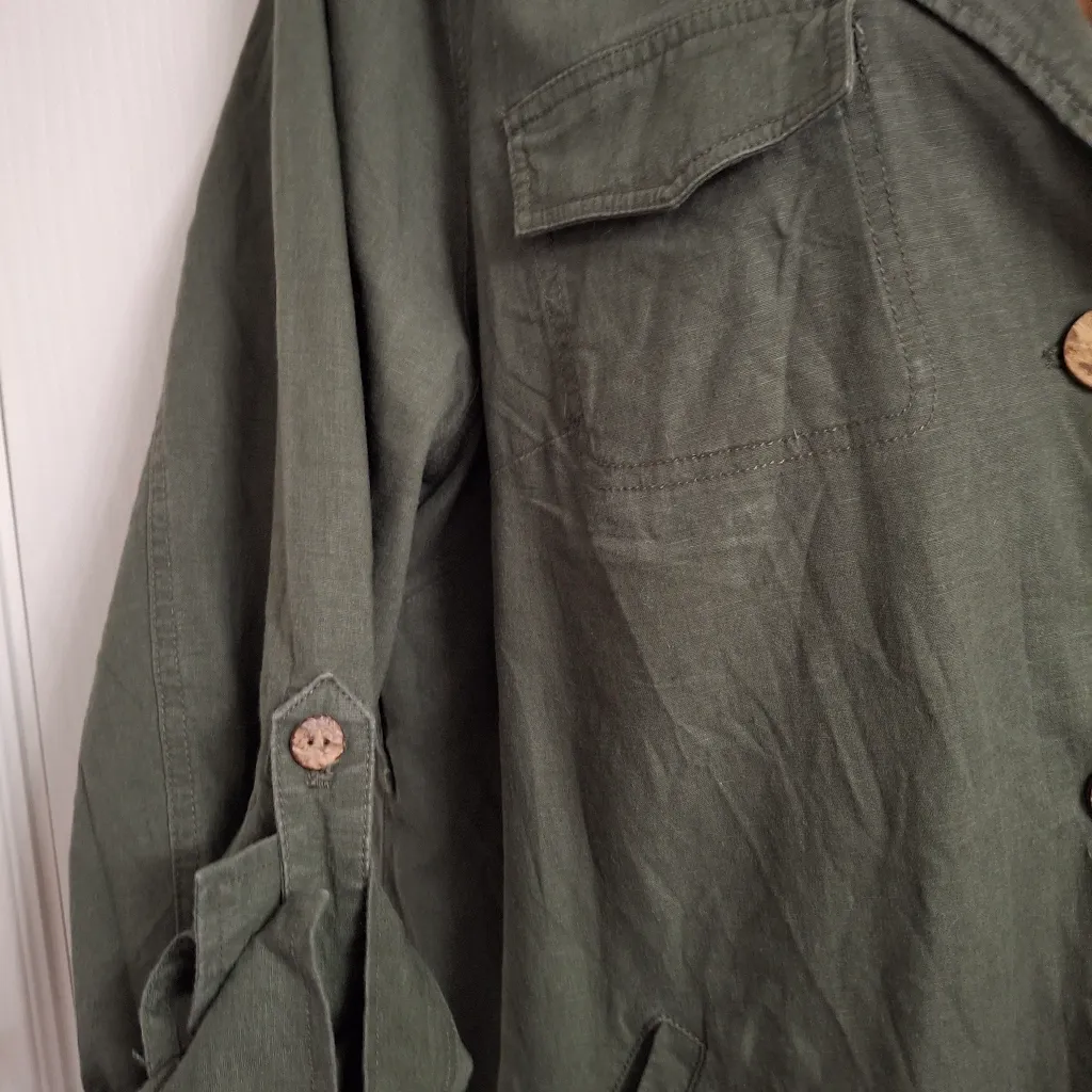 Torrid Olive Green Linen Self Tie Anorak WITHOUT Belt Plus 1 - Image 6