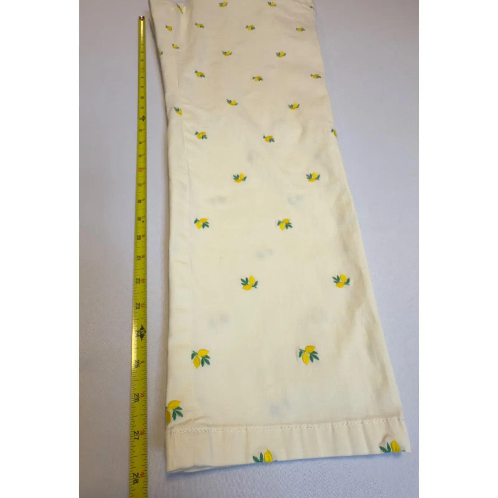 Talbots Women's Relaxed Chino Khaki Pants Sz 12 Cream Lemon Embroidered Casual # - Image 11