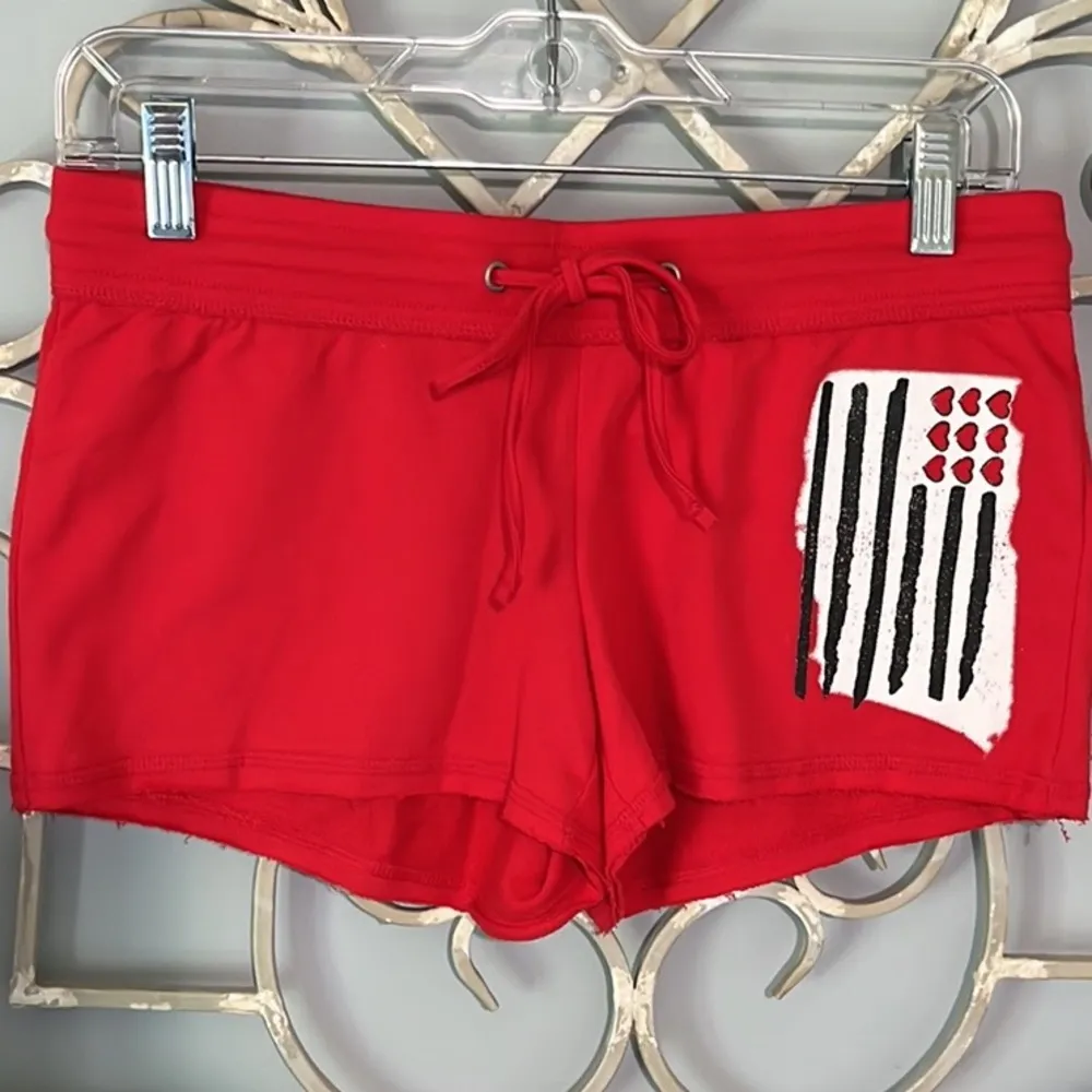 Stars Stripes American Cotton Shorts Red Knit Womens Small Comfy Knit - Image 14