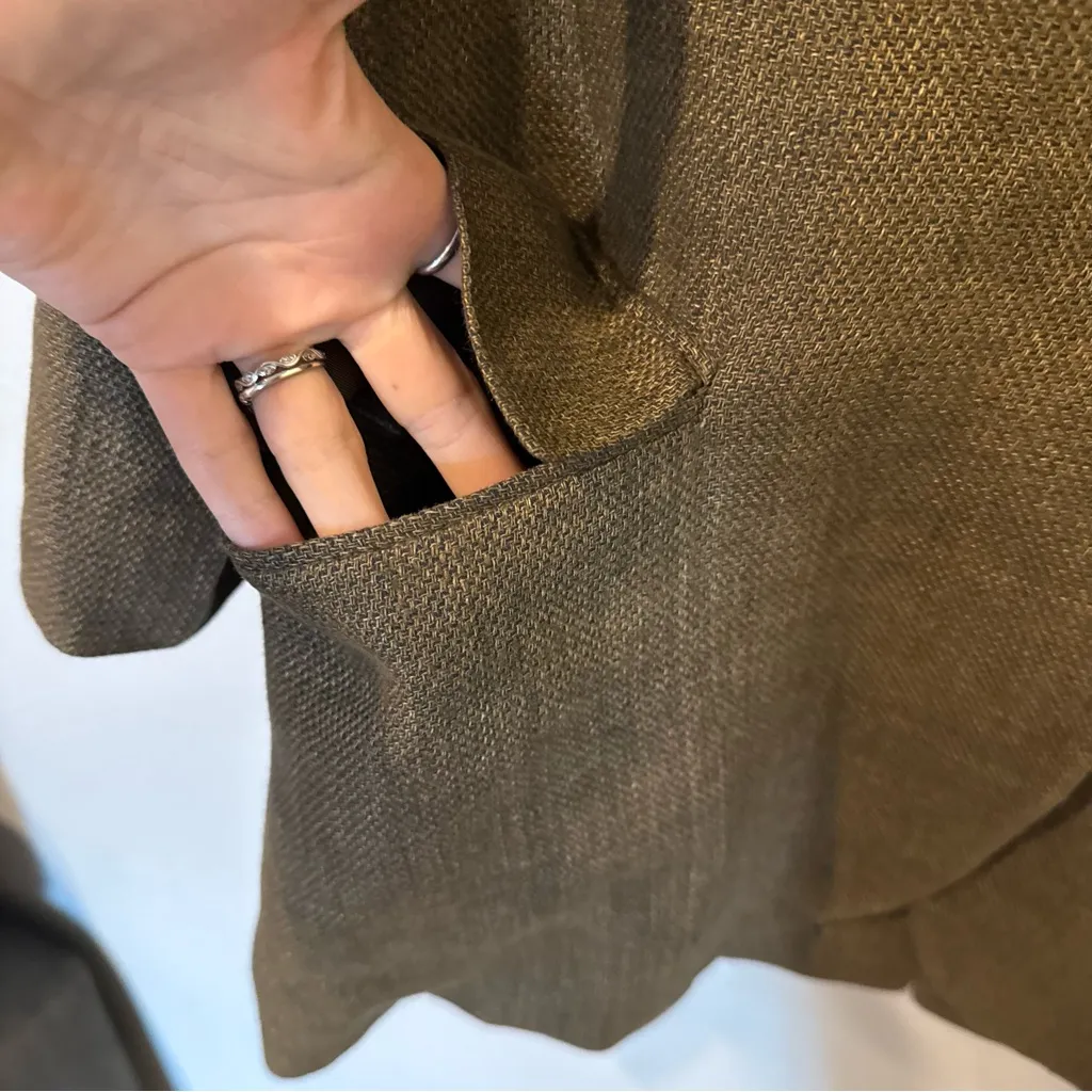 Massimo Dutti Olive Linen Blend Blazer - Image 5