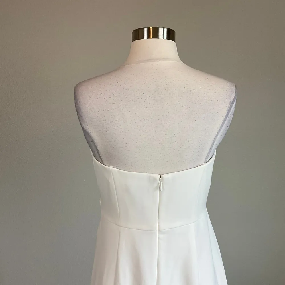 White Strapless Long Formal Dress Aidan Mattox Women's Evening Gown Size 4 - Image 8
