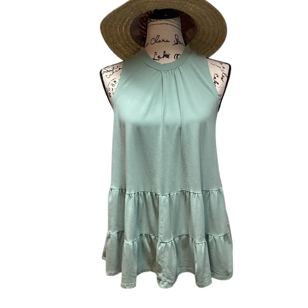 FAVLUX  ruffled tier shirt. Mint green. Small - Image 7