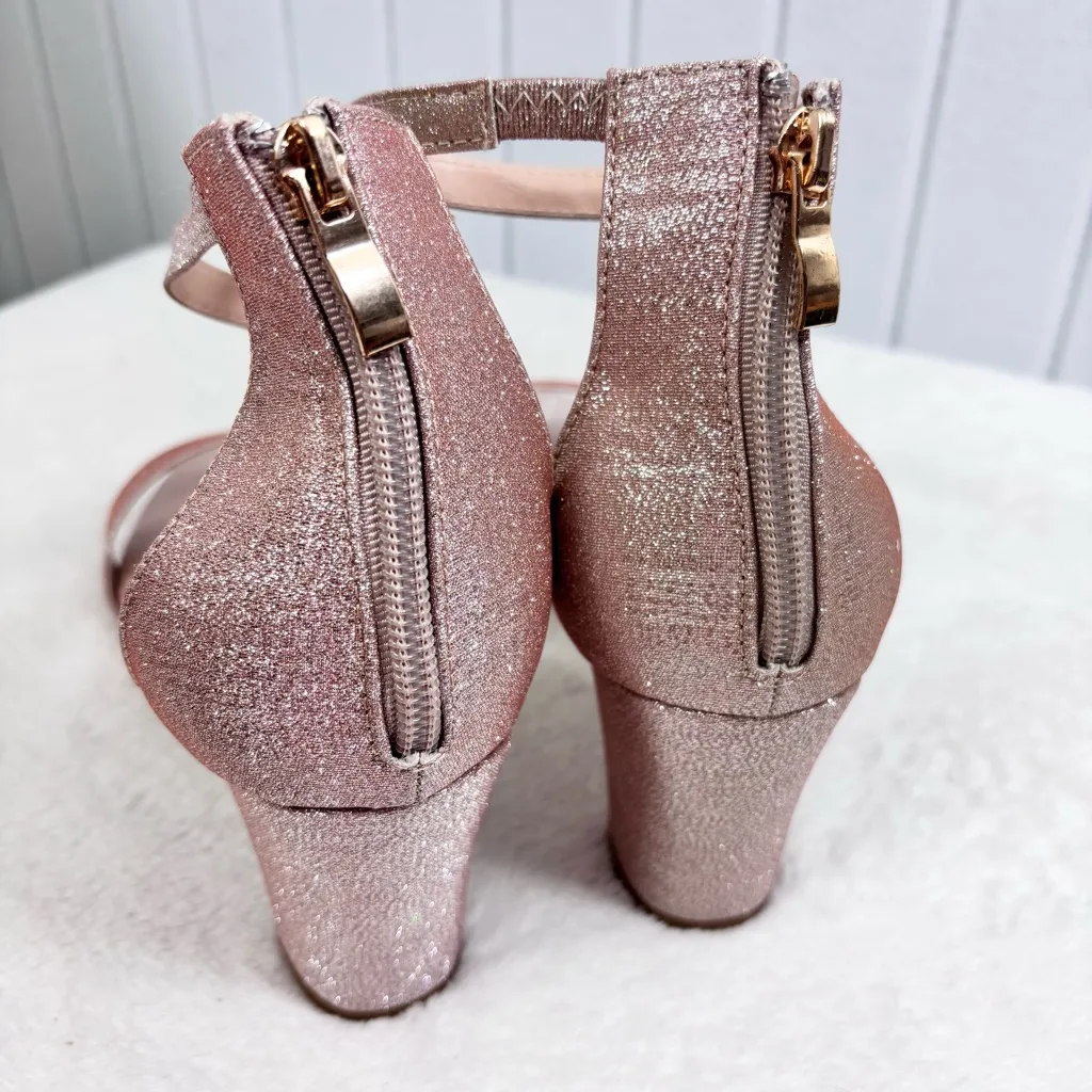 Ralph Lauren Bellanie Pink‎ low block Glitter Rose Gold  Strap Size 9 - Image 6