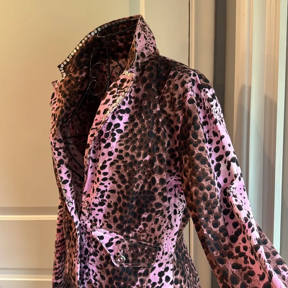 Lifestyles, pink and brown splattered sequence, blazer Size L - Image 3