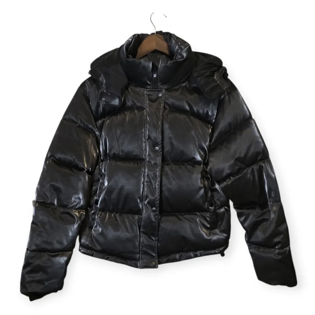 Forever 21 Metallic Sheen Puffer Jacket with Hood L - Image 2