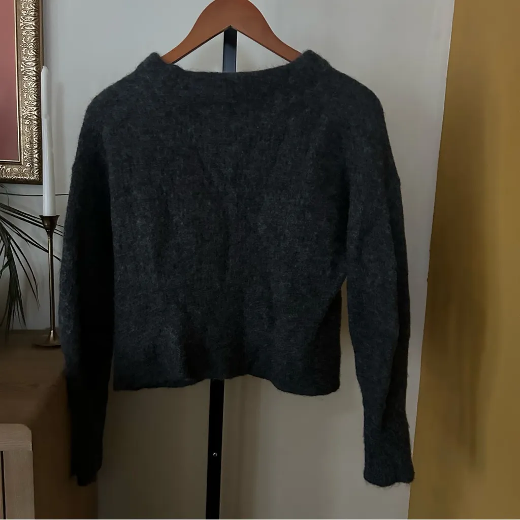 Everlane Oversized Alpaca Crew Wool Sweater Chunky Boxy Charcoal Gray Size M - Image 5