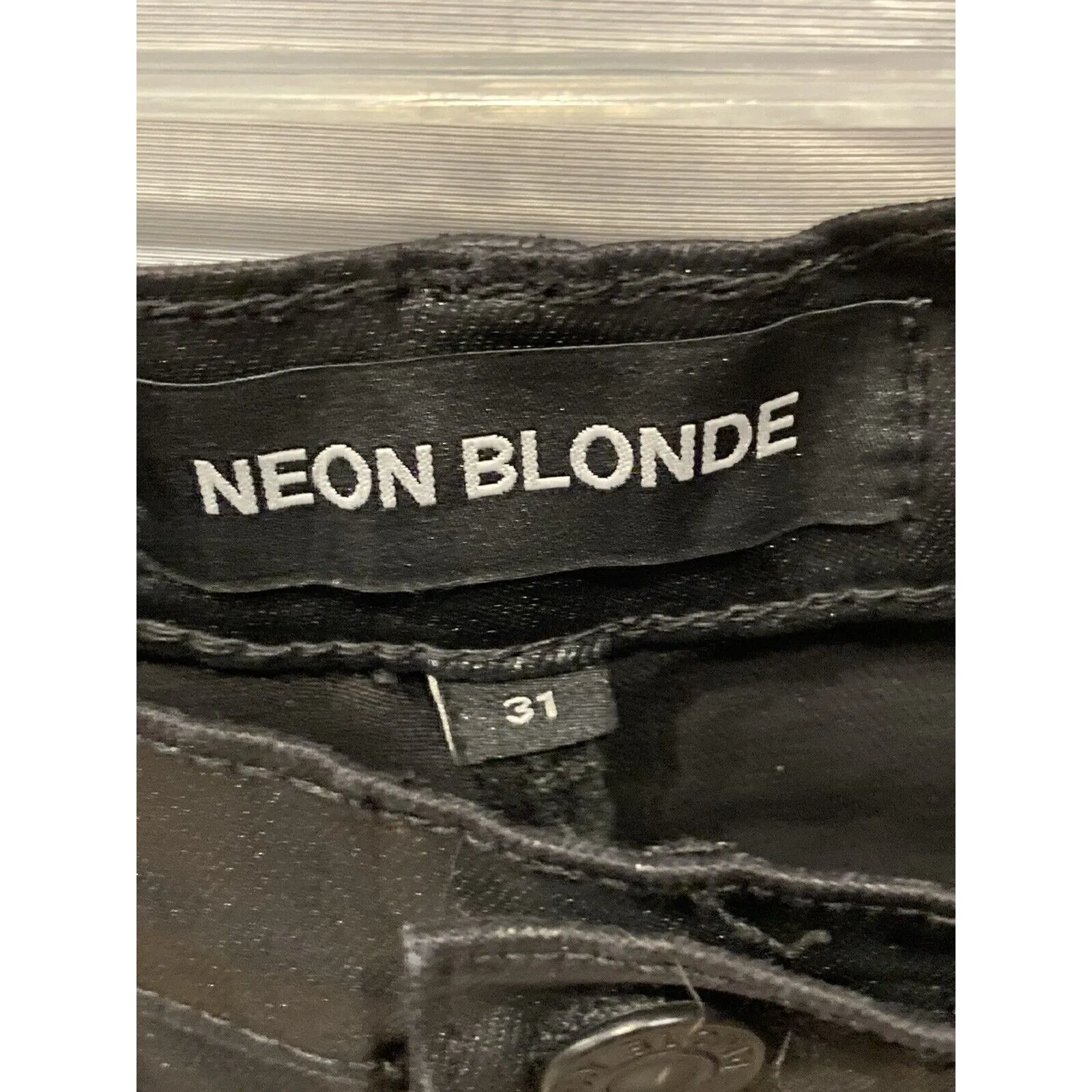 Free People Neon Blonde Pants Womens 31 Black Blondie Mid Rise Faux Leather New - Image 2