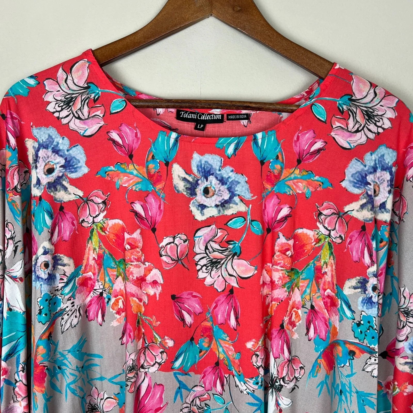 TOLANI COLLECTION Tunic Top Large Narissa Poppy Floral Caftan‎ Kimono Boho Flowy - Image 5