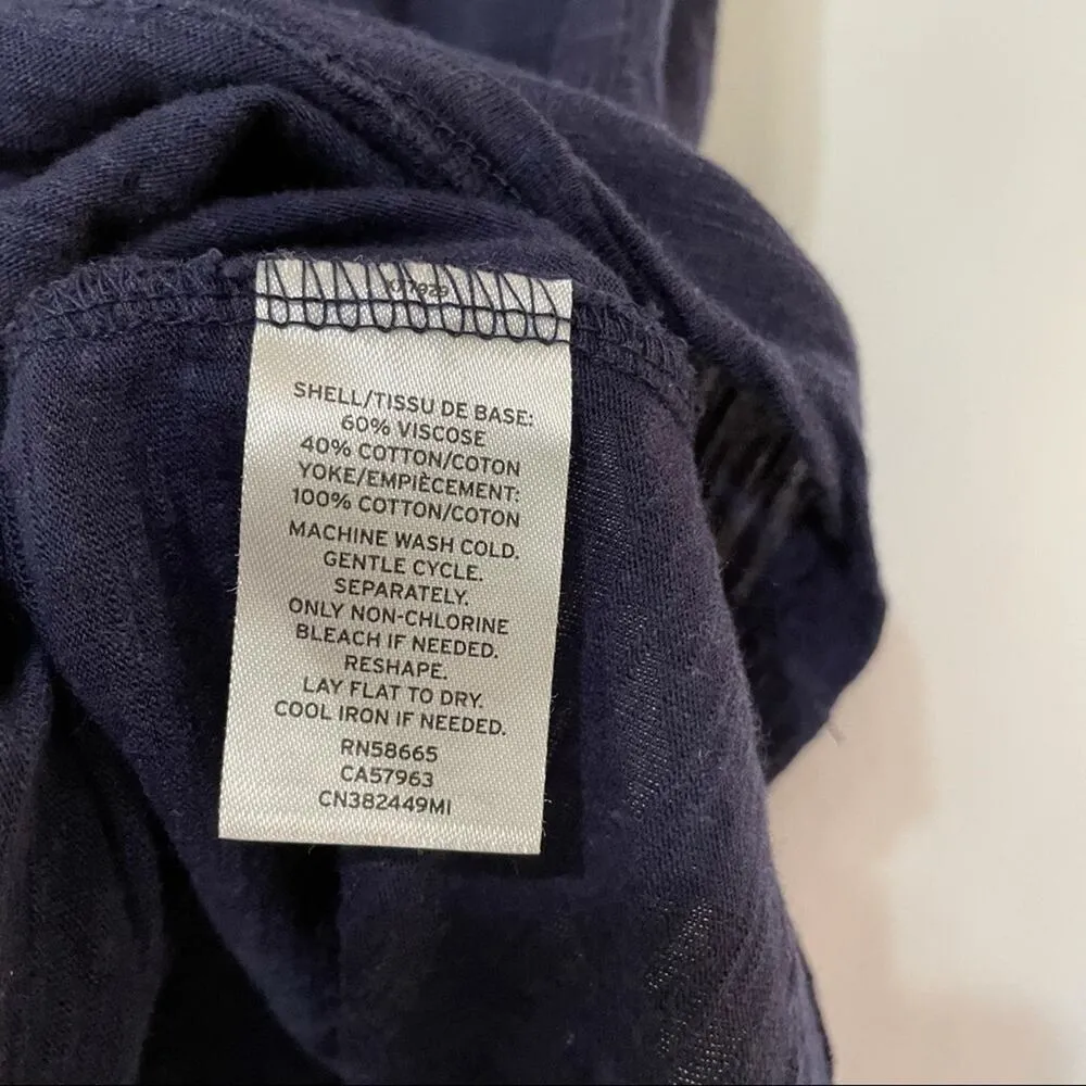 Caslon Dark Blue Eyelet Cap Sleeve Blouse Womens S Romantic Girly Classic Top - Image 4