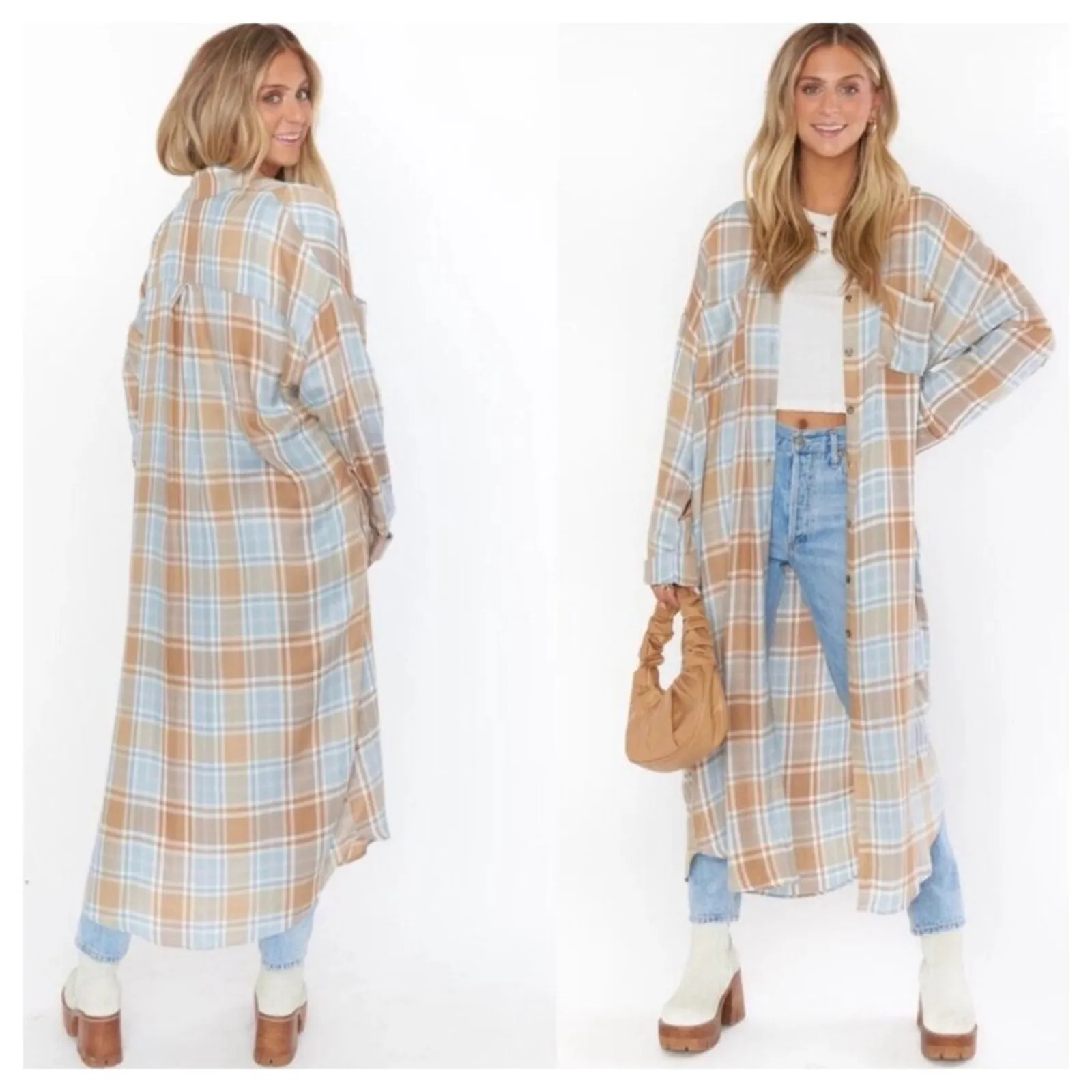 Show Me Your MuMu Leo Plaid Button‎ Down Duster Top S - Image 8