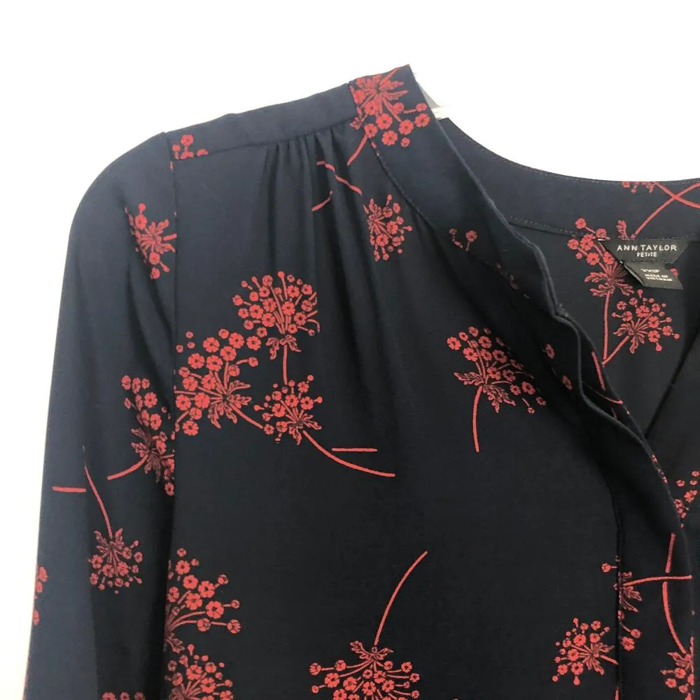 Ann Taylor Womens Top XXS Petite Floral Chiffon Business Career Office Dressy - Image 6