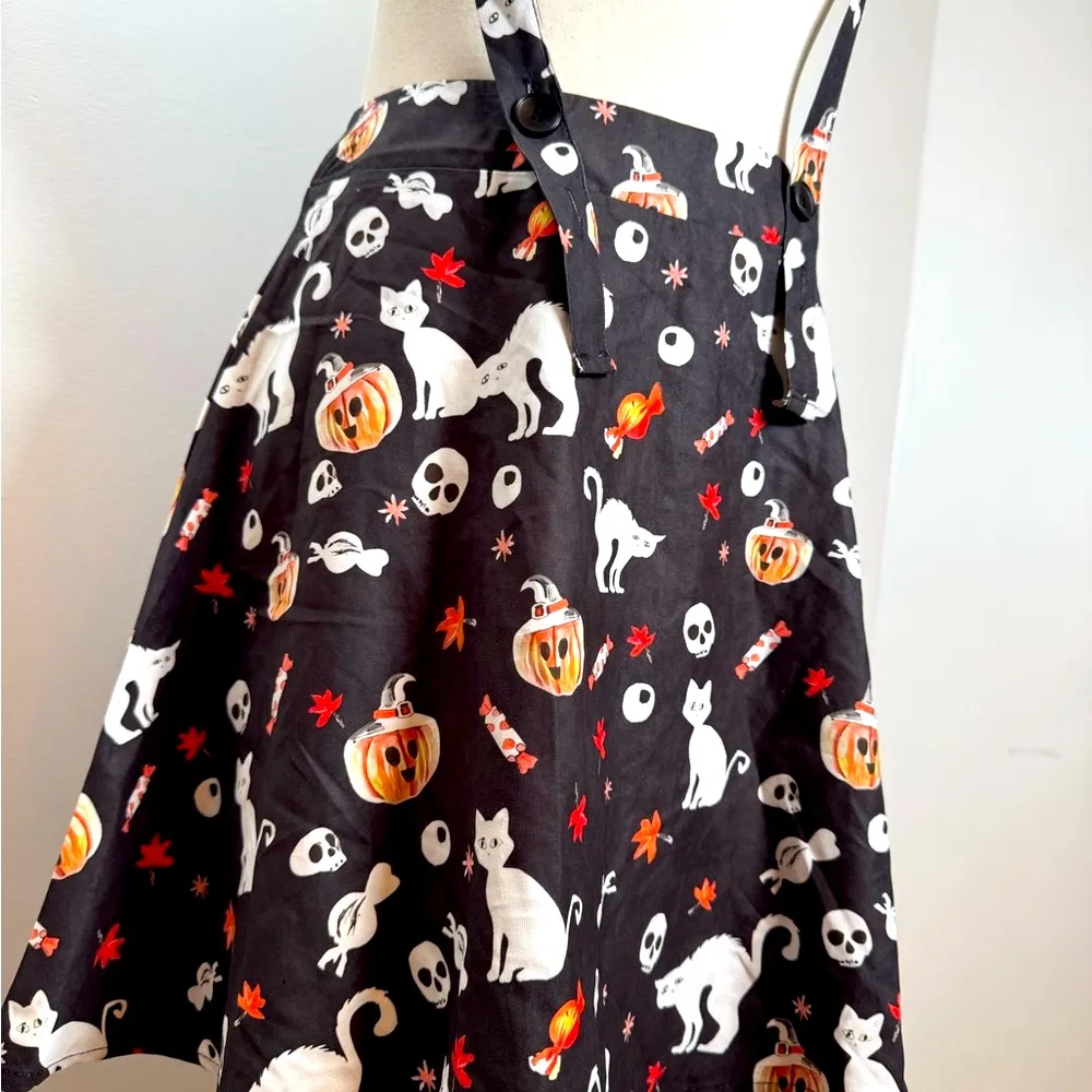 HALLOWEEN ROMWE Black  Print suspender Skirt - Image 3