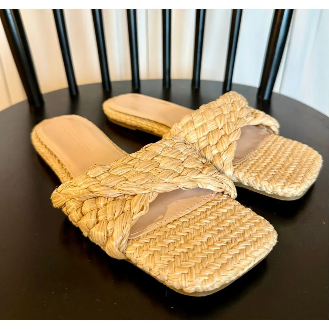 Princess Polly shoreside raffia slides size 8 - Image 3