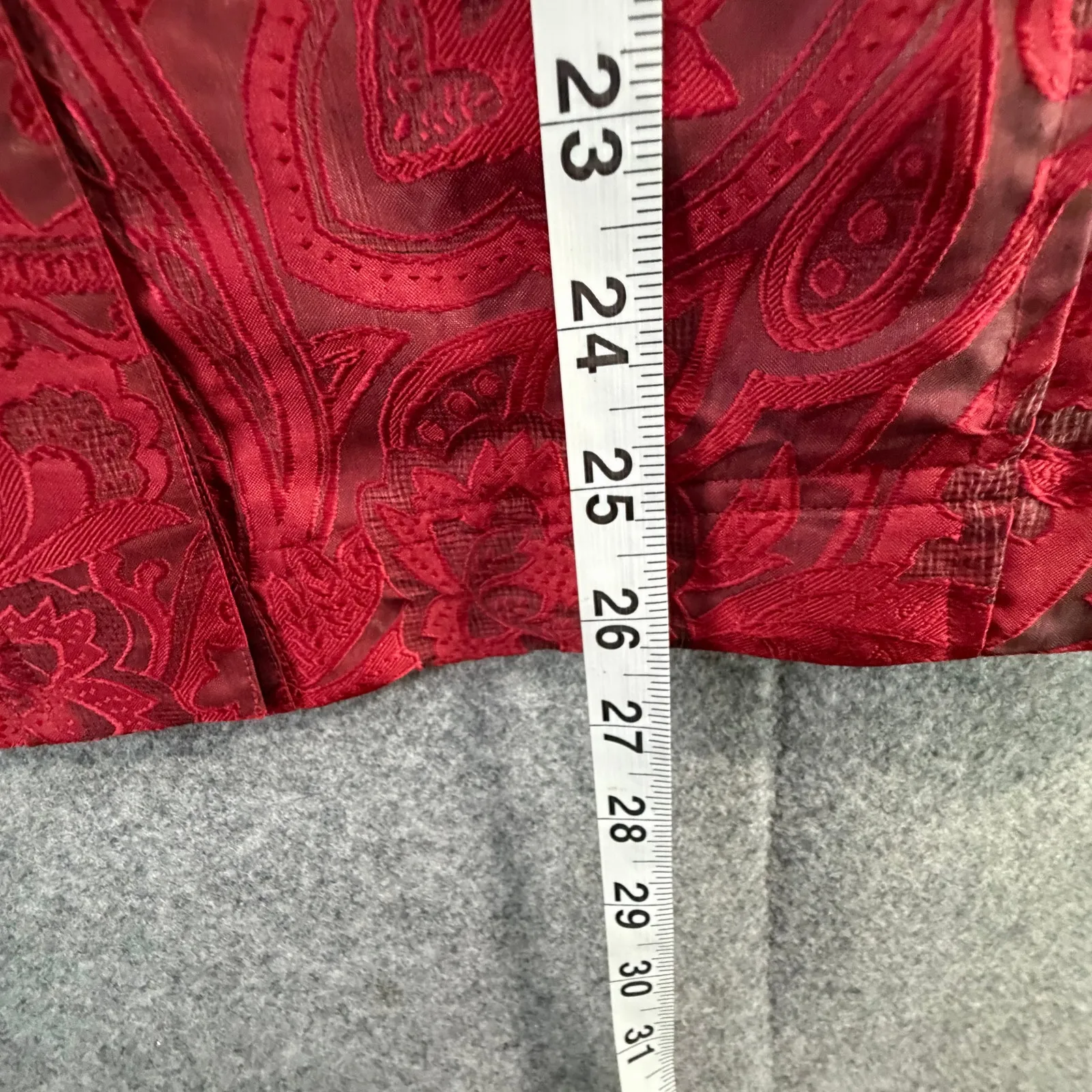 Chicos Textured Jacket Womens XL 3 Red Floral Paisley Button Up Romantic Holiday - Image 8