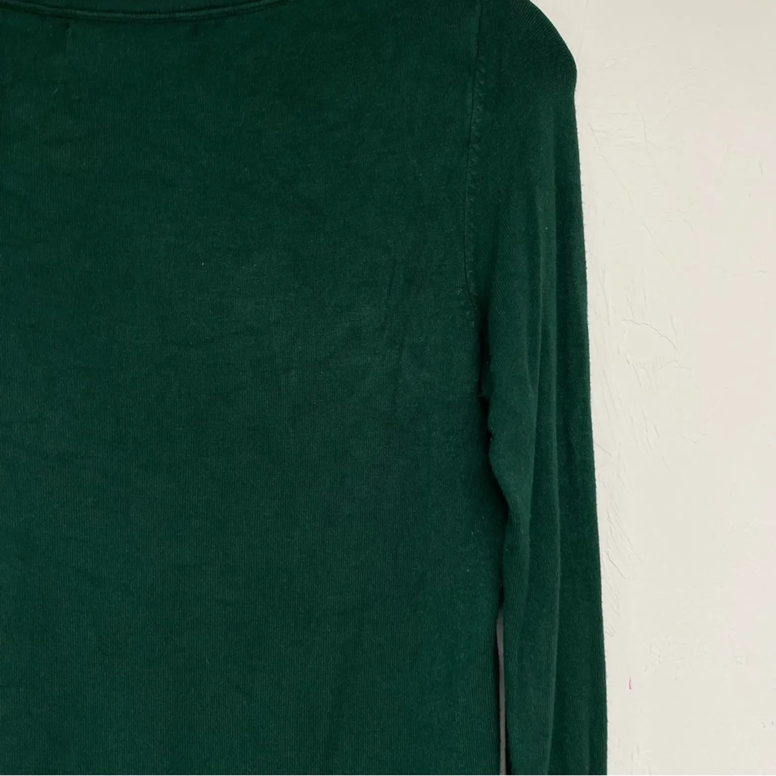 Zara Forest Green Scoop Neck Long Sleeve Sweater Womens M Lightweight Winter - Image 8