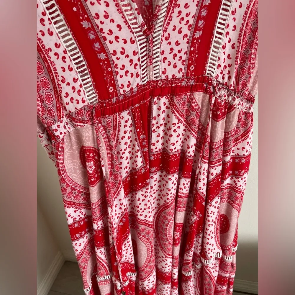 Salty Crush x Jaase Paisley Maxi Dress Red/White (Small) - Image 5