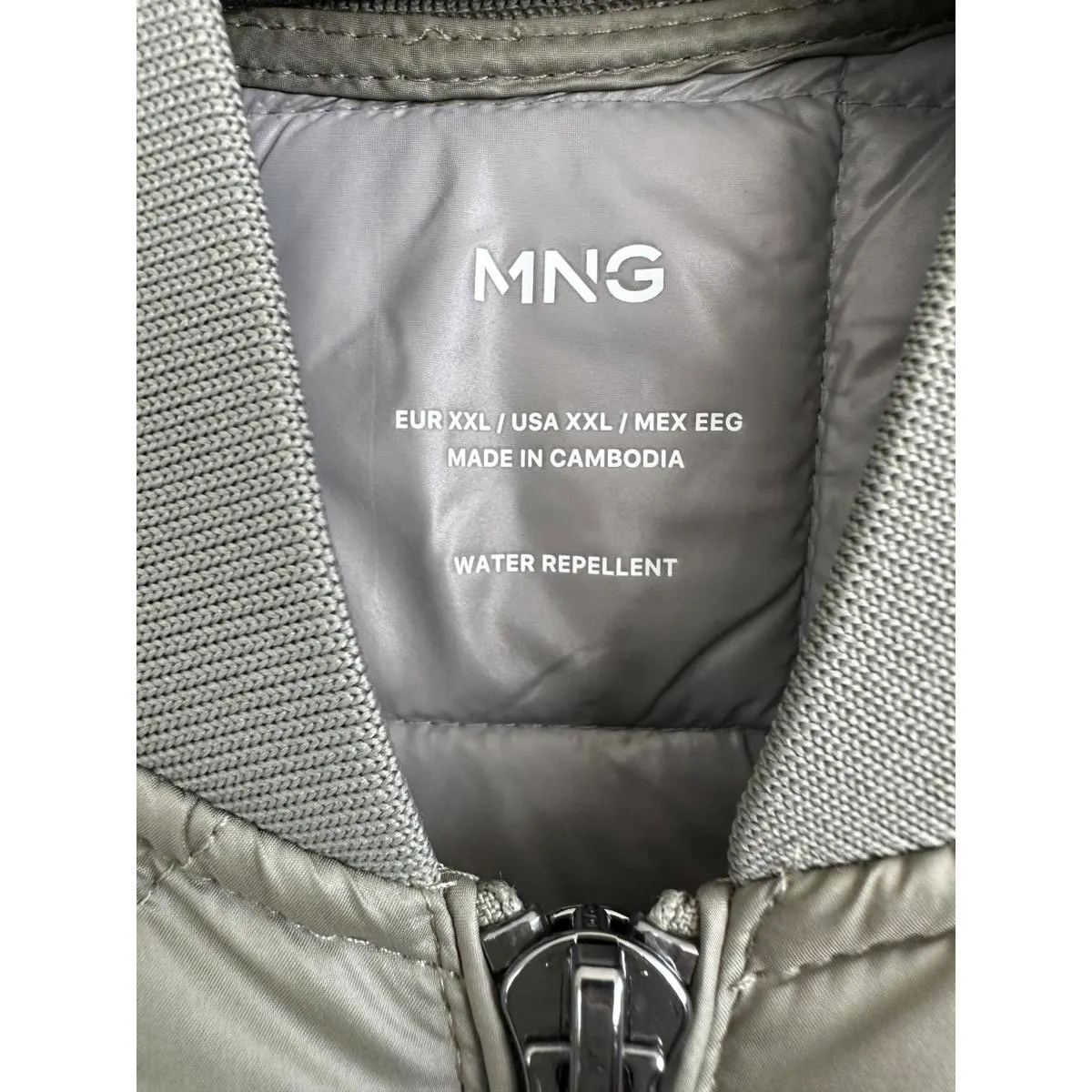 Mango Water-Repellent Quilted Bomber Jacket Khaki NWT XXL - Image 9