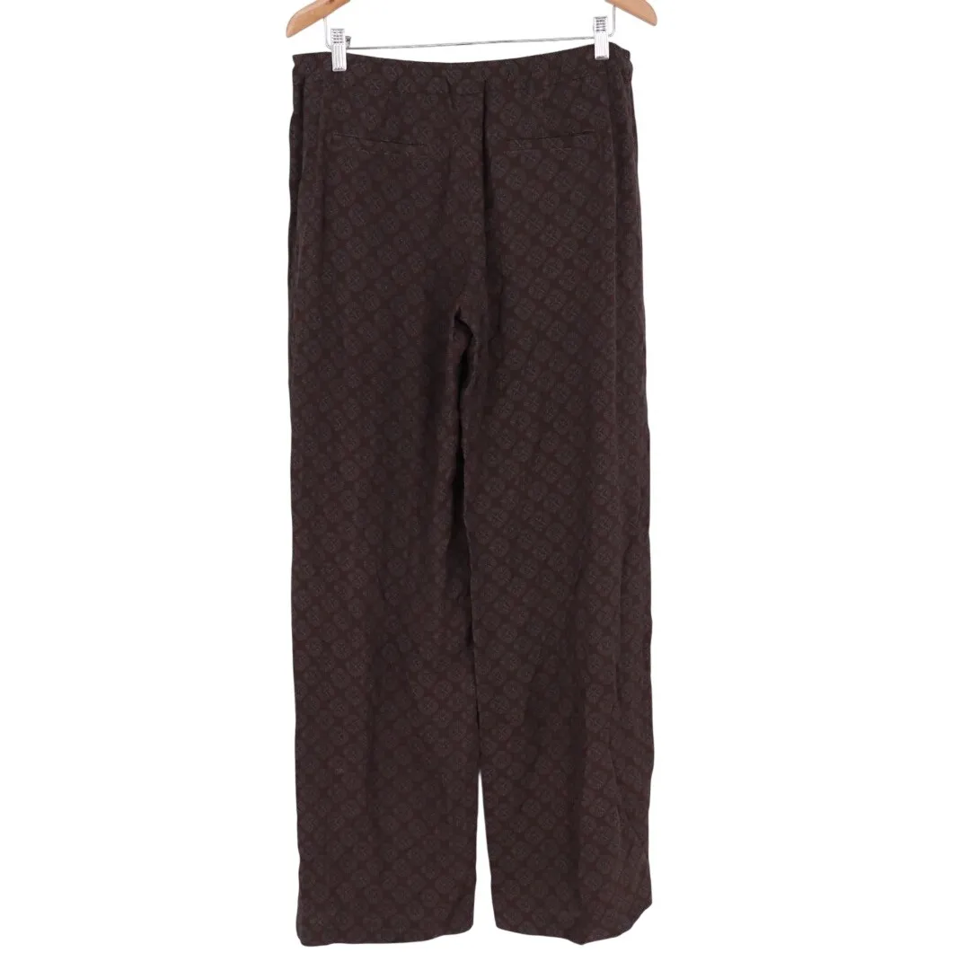 Vince Silk Jacquard Wide Leg Pants Size Medium Brown Geometric Pattern - Image 6