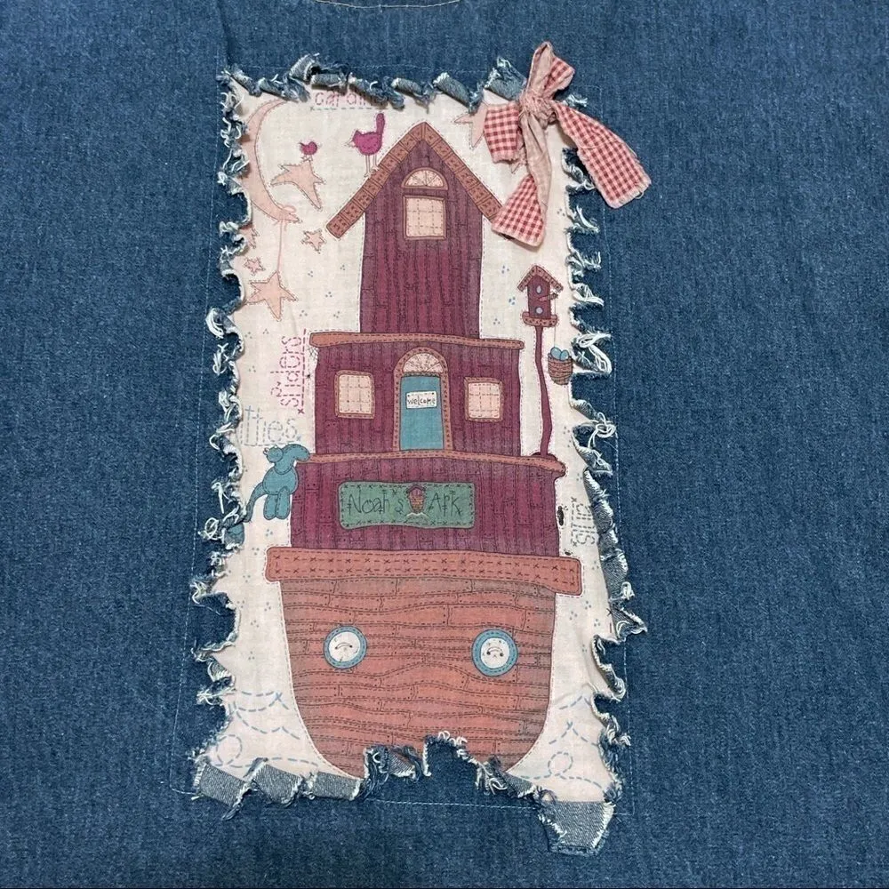Custom OOAK vintage 90s denim Noah’s ark button down Pink Size undefined - Image 9
