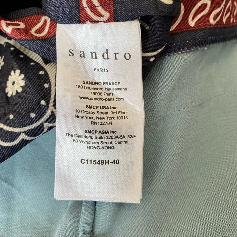 Sandro Blue Bandana Print Button Down Long Sleeve Blouse size large - Image 7