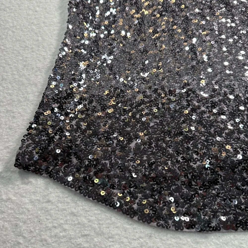 Express Sequin Tank Top Women's Size Small Purple Silver Ombre Sequin Front - Image 9