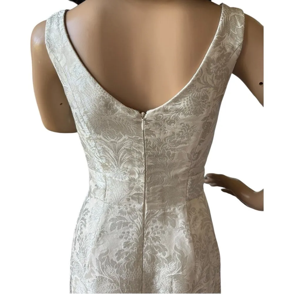 Vintage Atelier Tracy & Michael Brocade white & silver dress style 252L7 size 4 Black - Image 8