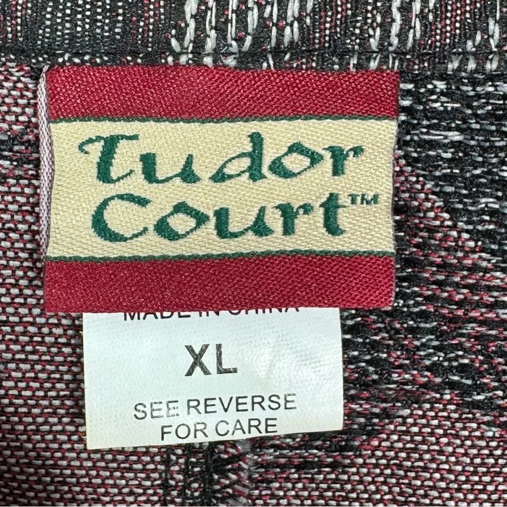 Tudor Court Floral Brocade Mandarin Collar Jacket Black Pink‎ XL Black - Image 9