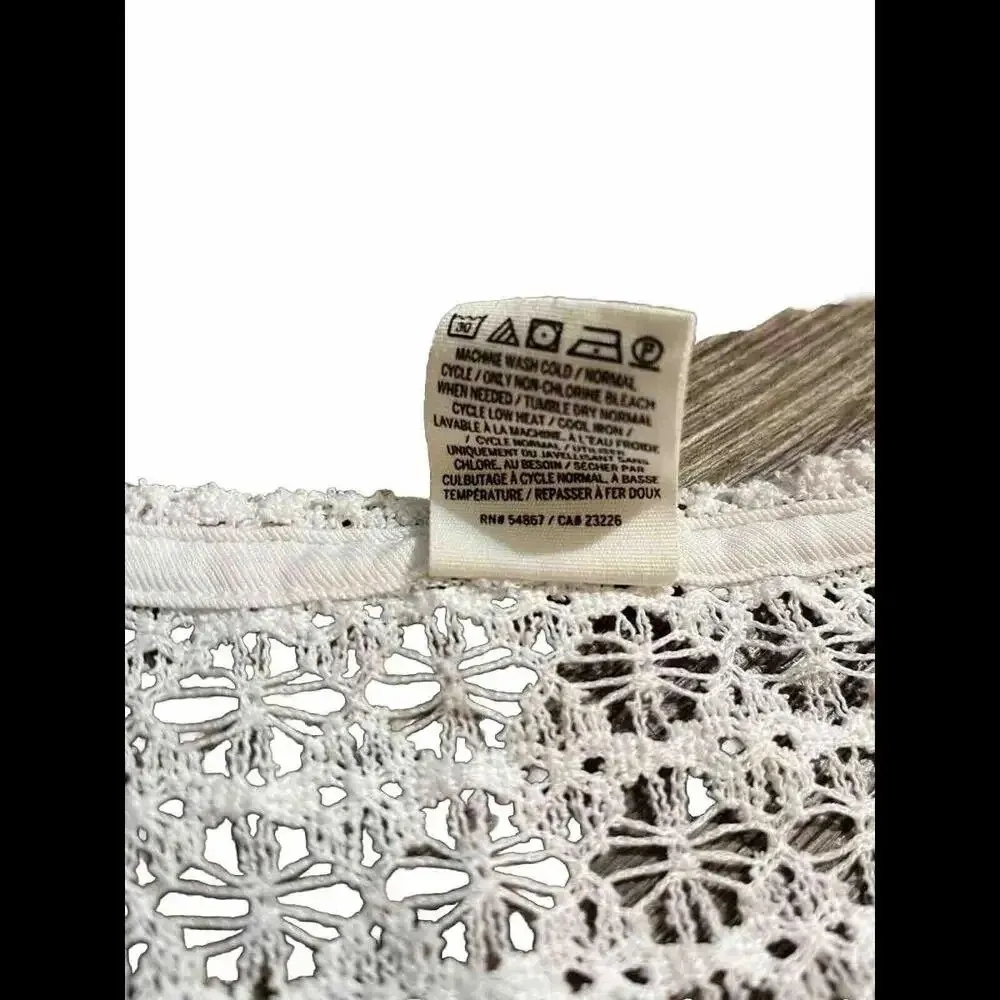 VS Pink Boho Hippie Trendy Crochet Crop Tank Swim Cover Small White - Image 3