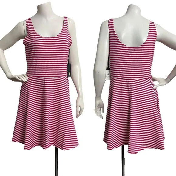 U.S. POLO ASSN Pink/White Striped XL Dress Summer NWT Fit Flare Summer Vacation - Image 2